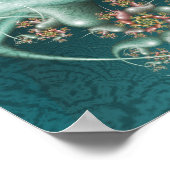 青いスパイラルフラクタル ポスター (角)