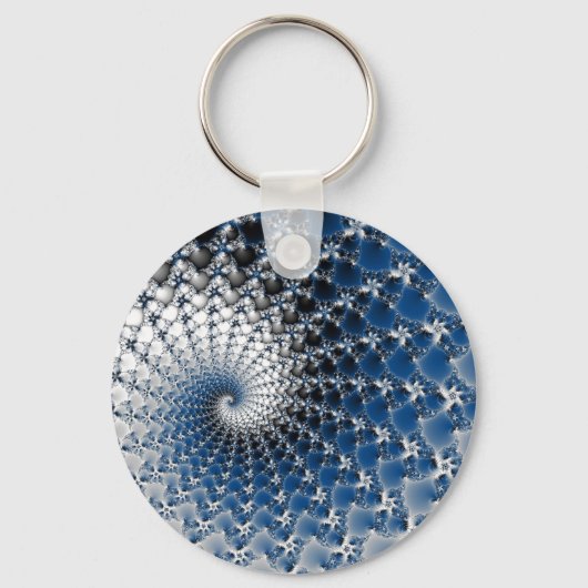 青いスパイラルボタンキーチェーン キーホルダー (正面)