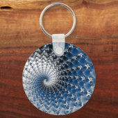 青いスパイラルボタンキーチェーン キーホルダー (正面)