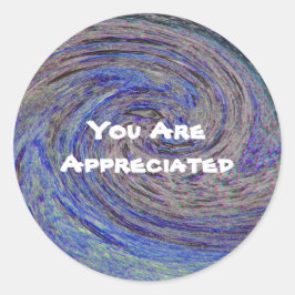 青いスパイラル渦巻き旋回の感謝を受け取る ラウンドシール