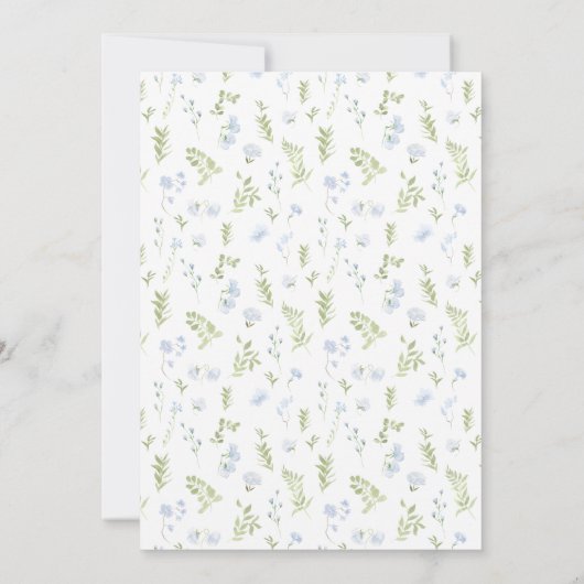 青いスパーの花の緑の結婚式招待状 招待状 (裏面)