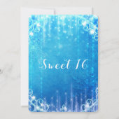 青いスパークリングフリーズド アイス スウィート16 バースデーパーティー 招待状 (裏面)