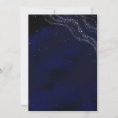 青いスパークルの星空の夜の結婚式 招待状 (裏面)