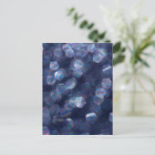 青いスパークル ボケ ライト ポストカード (スタンド正面)