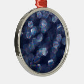 青いスパークル ボケ ライト メタルオーナメント (右)