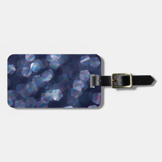 青いスパークル ボケ ライト ラゲッジタグ (正面横)