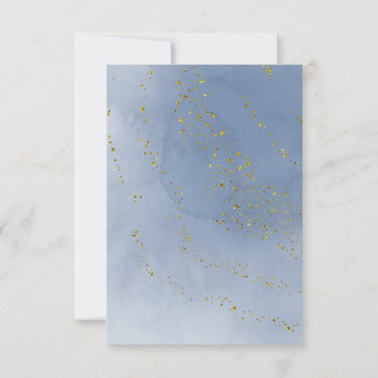 青いスプラッシュとフェイク金ゴールドグリッター日付を保存 招待状 (裏面)