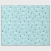 青いスプリースの木と雪のクリスマスパターン ラッピングペーパー (フラット)