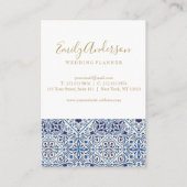 青いスペインのタイルHelloカード 名刺 (裏面)