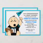 青いスポーツのテールゲート ベビーシャワーの招待状 招待状 (正面/裏面)