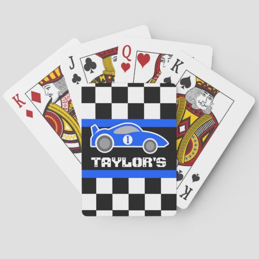 青いスポーツカー名の年齢遊のカード トランプ (裏面)