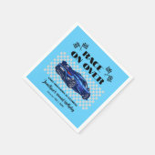 青いスポーツモダンカーで年齢を問わずレース スタンダードカクテルナプキン (角)