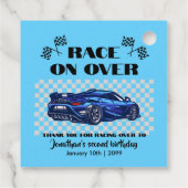 青いスポーツモダンカーで年齢を問わずレース フェイバータグ (裏面)
