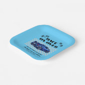 青いスポーツモダンカーで年齢を問わずレース ペーパープレート (傾斜あり)