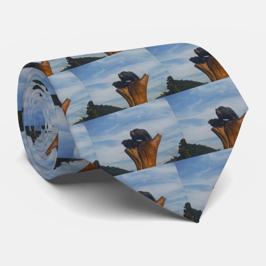 青いスモークの山々の空と木の茂った黒い髭 ネクタイ (ロール)