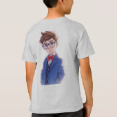 青いスーツの可愛いキャラクター男子Tシャツ Tシャツ (裏面)