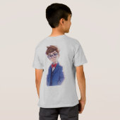 青いスーツの可愛いキャラクター男子Tシャツ Tシャツ (裏面フル)