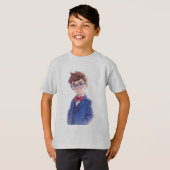 青いスーツの可愛いキャラクター男子Tシャツ Tシャツ (正面フル)