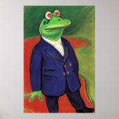 青いスーツの擬人化カエル | AI Art ポスター (正面)