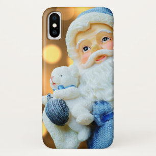 青いスーツを着たサンタクロース iPhone X ケース