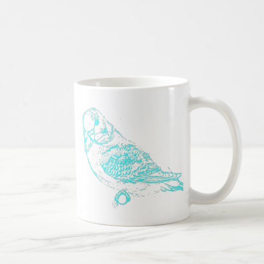 青いセキセイインコのマグカップ コーヒーマグカップ (右)