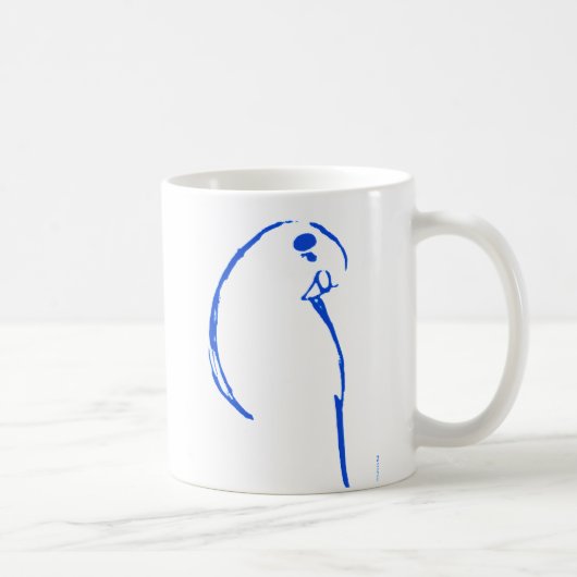 青いセキセイインコのマグカップ コーヒーマグカップ (右)