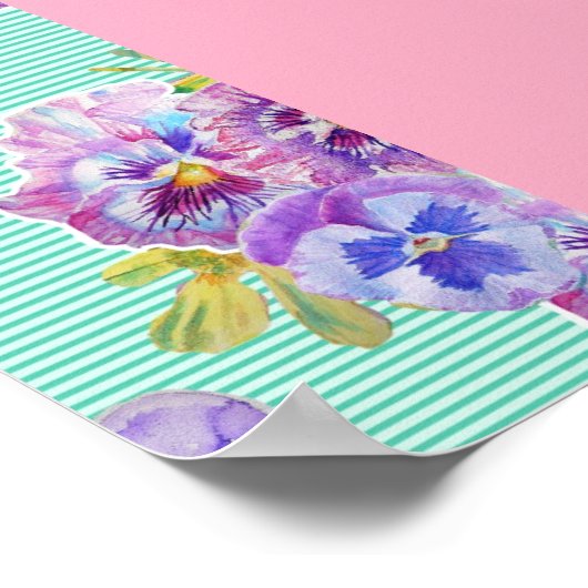 青いセキセイインコの鳥とバラの花のアート 水色のポスター ポスター