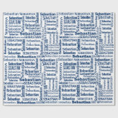 青いセバスチャンの名前(白) ラッピングペーパー (フラット)