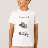 青いセミトラック 男の子の誕生日パーティー Tシャツ (正面)