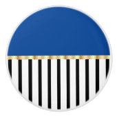 青いセラミックの引ポップ・アートのき金で白黒 セラミックノブ (正面)