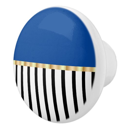 青いセラミックの引ポップ・アートのき金で白黒 セラミックノブ (右)