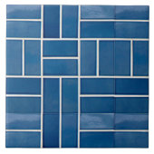 青いセラミックタイルの外観パターン タイル (正面)