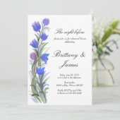 青いセージ緑の野草花リハーサルディナー 招待状 (スタンド正面)