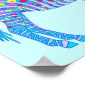 青いゼブラのドットストライプおもしろいは常に自分らしく ポスター (角)