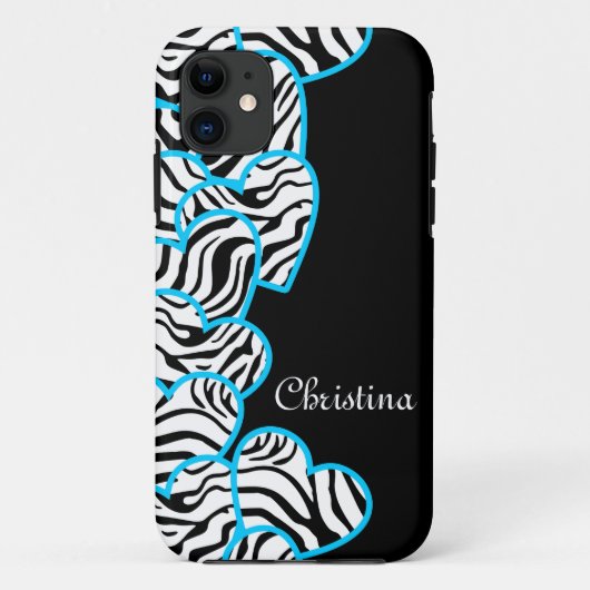 青いゼブラハートiPhone 5ケース Case-Mate iPhoneケース (裏面)