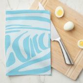 青いゼブラパターン キッチンタオル (四つ折り)