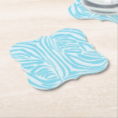 青いゼブラパターン ペーパーコースター (アングル)