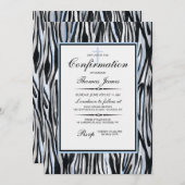 青いゼブラパターン 招待状 (正面/裏面)