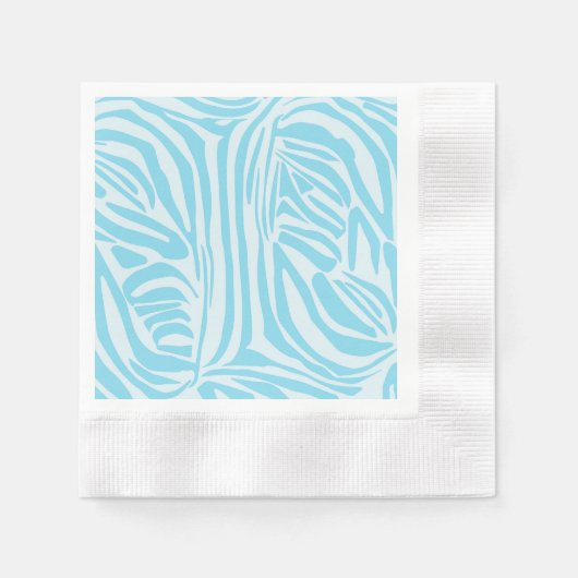 青いゼブラパターン 縁ありカクテルナプキン (正面)
