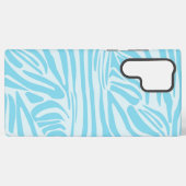 青いゼブラパターン SAMSUNG GALAXYケース (裏面横)