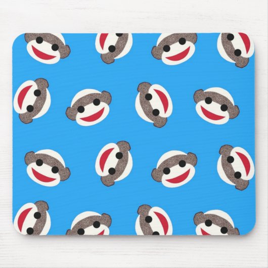 青いソックス猿の男の子 マウスパッド (正面)