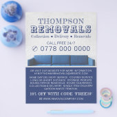 青いソファ、引越し会社広告 チラシ (シングル)