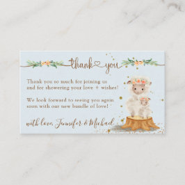 青いソフトな羊のベイビーシャワーありがとう エンクロージャーカード