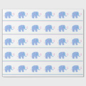 青いゾウ(ハートとストライプ) ラッピングペーパー (フラット)