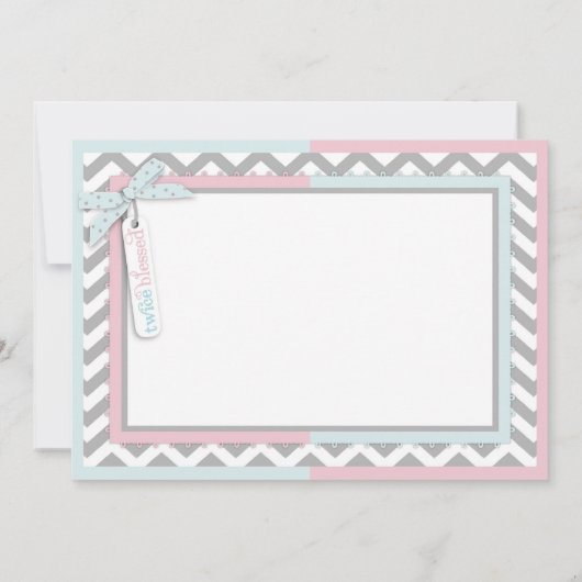 青いタイおよびピンクのチュチュの双生児のサンキューカード サンキューカード (裏面)