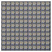 青いタイを身に着けているかわいい緑色の目の茶色の虎猫猫 ファブリック (見本)