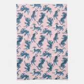 青いタイガーアジアのパターン キッチンタオル (縦)