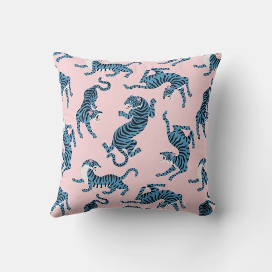 青いタイガーアジアのパターン クッション (裏面)