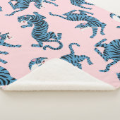 青いタイガーアジアのパターン シェルパブランケット (3/4)