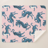 青いタイガーアジアのパターン シェルパブランケット (正面(横))